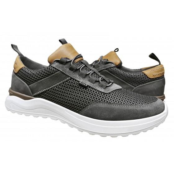 Кроссовки мужские кожаные - 2615 gray mesh Кроссовки мужские кожаные - 2615 gray mesh