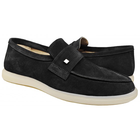 Лофер чоловічий шкіряний - 2609 black suede