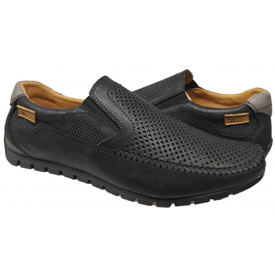 Мокасини чоловічі шкіряні - 2402 black perforation