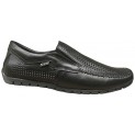 Мокасин мужской кожаный - A-16 black front perforation
