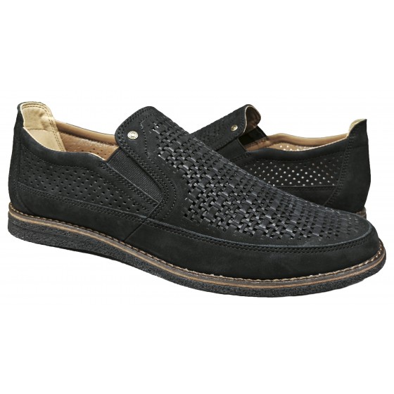 Туфлі чоловічі  - 017 nubuck black perforation