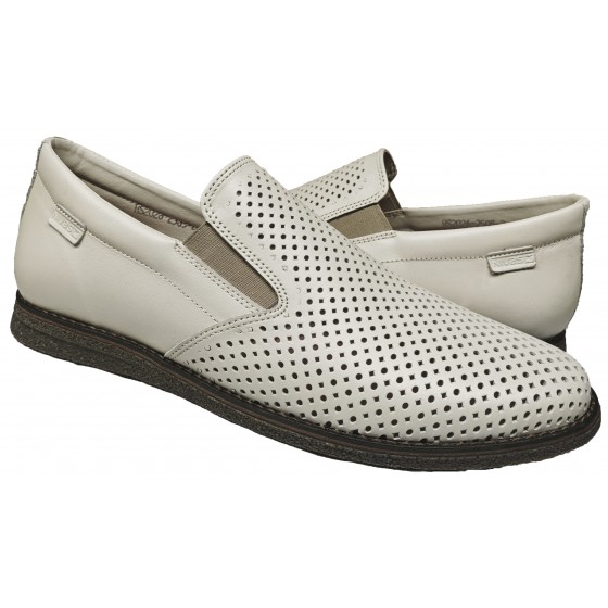 Мокасины мужские кожаные - 2505, perforated front, beige