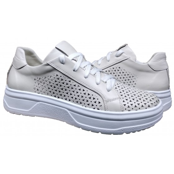 Кросівки жіночі шкіряні з перфорацією - M-26 beige perforation