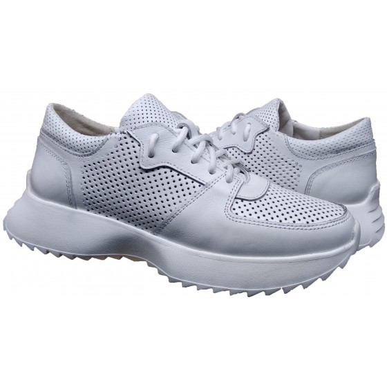 Кросівки жіночі шкіряні білі перфорація - 2309 white perforation