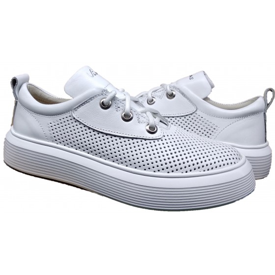 Кед жіночий шкіряний білий перфрація - 2305 white perforation