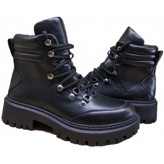 Черевики жіночі шкіряні - 024 black Черевики жіночі шкіряні - 024 black