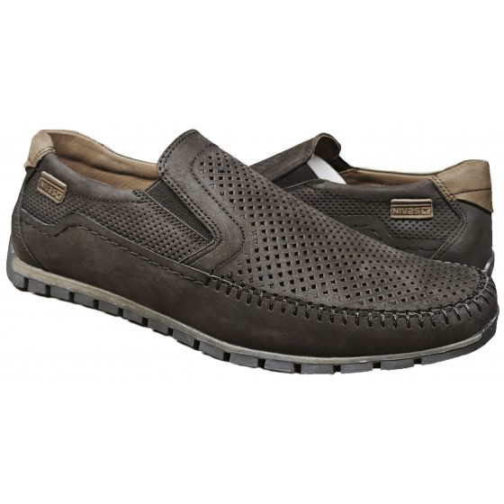 Мокасини чоловічі шкіряні перфорація - 2402 brown perforation